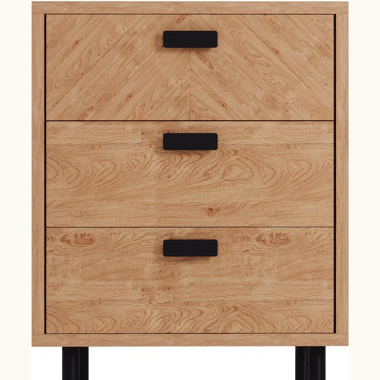 Leon 3 Drawer Bedside - Medium Oak Effect