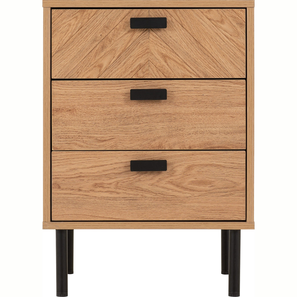 Leon 3 Drawer Bedside - Medium Oak Effect