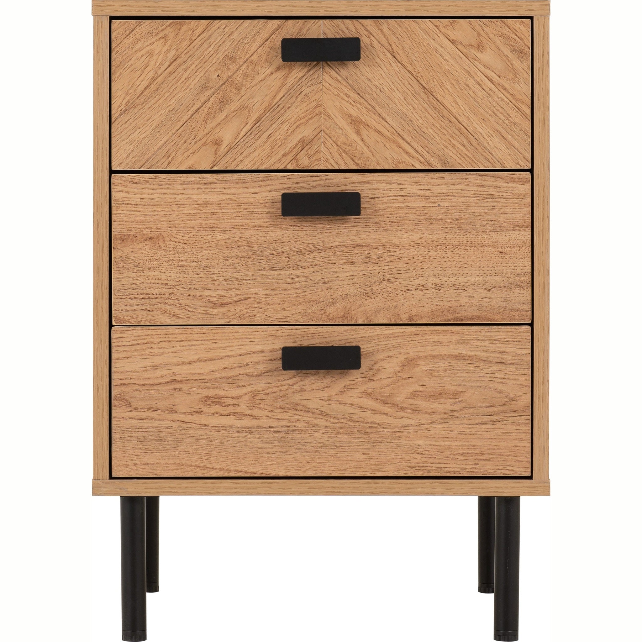 Leon 3 Drawer Bedside - Medium Oak Effect