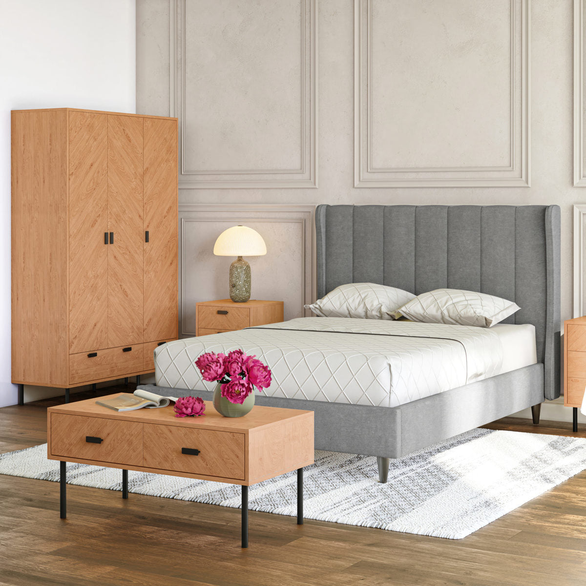 Amelia 4'6" Bed - Dark Grey Fabric