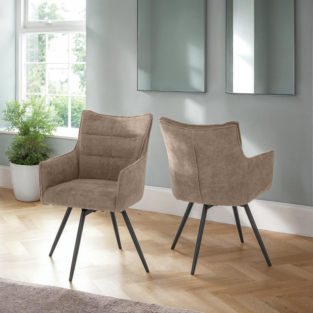 Lewis Carver Swivel Dining Chair X2 Per Box - Fawn Fabric