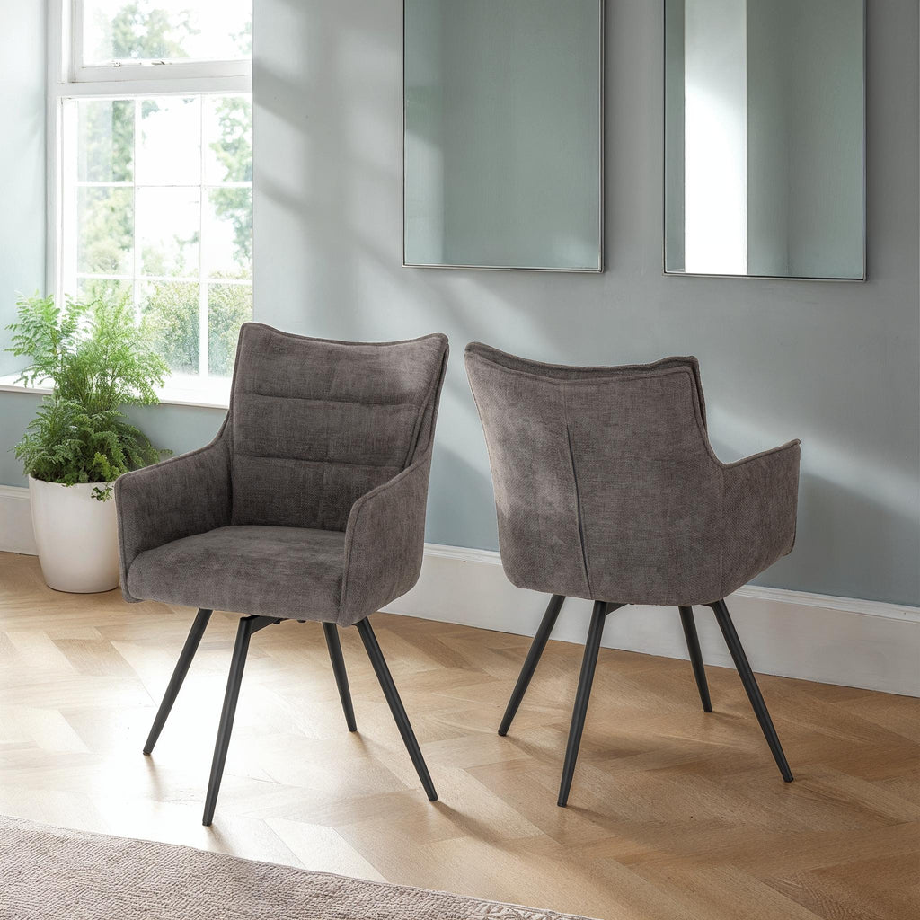 Lewis Carver Swivel Dining Chair X2 Per Box - Grey Fabric