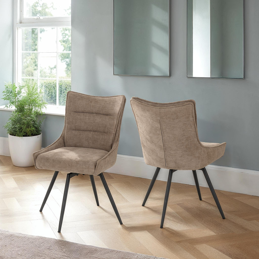 Lewis Swivel Dining Chair X2 Per Box - Fawn Fabric