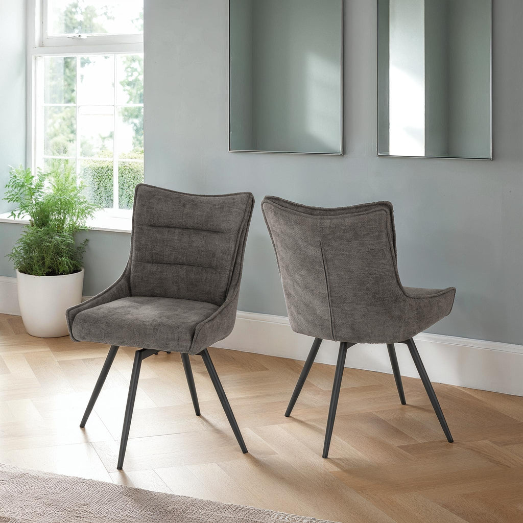 Lewis Swivel Dining Chair X2 Per Box - Grey Fabric