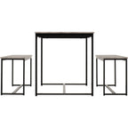 Lincoln 1+2 Dining Bench Set - Stone Effect/Black