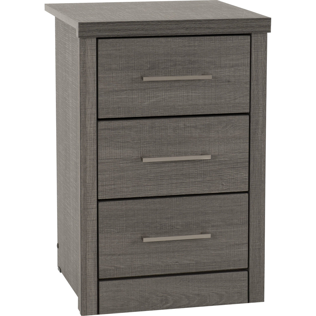 Lisbon 3 Drawer Bedside - Black Wood Grain