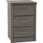 Lisbon 3 Drawer Bedside - Black Wood Grain