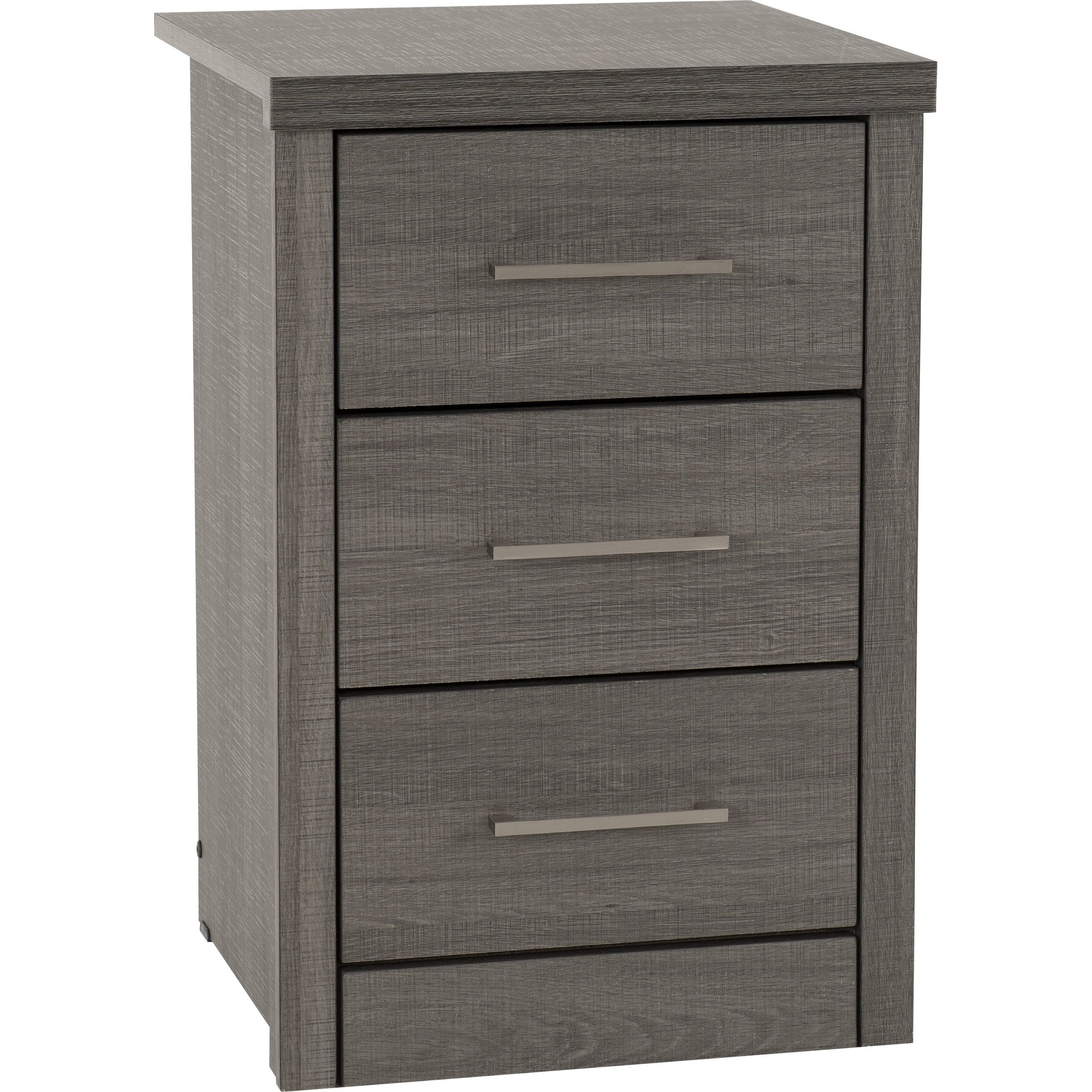 Lisbon 3 Drawer Bedside - Black Wood Grain