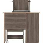 Lisbon 3Pc Dressing Table Set With Mirror - Black Wood Grain/Black Pu