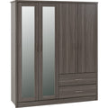 Lisbon 4 Door Wardrobe - Black Wood Grain