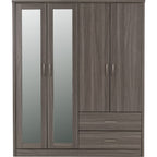 Lisbon 4 Door Wardrobe - Black Wood Grain