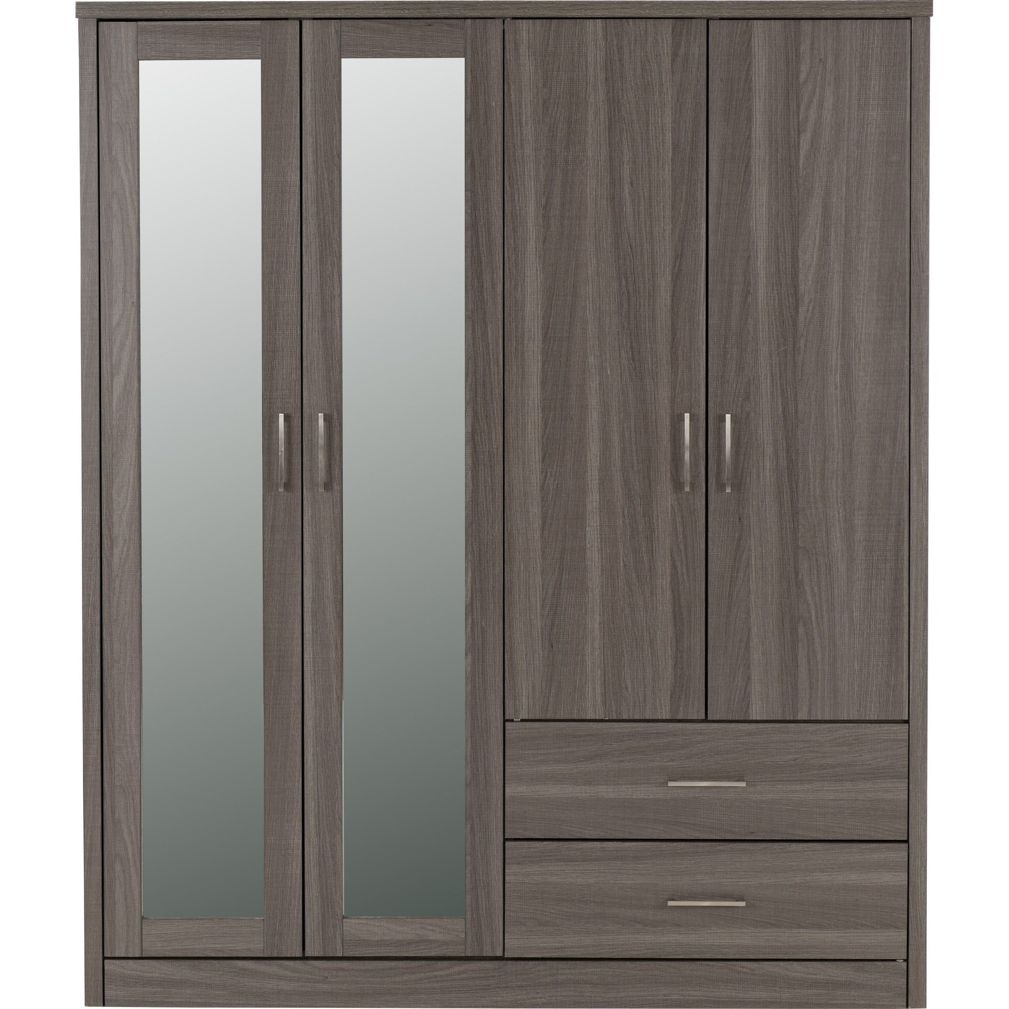 Lisbon 4 Door Wardrobe - Black Wood Grain