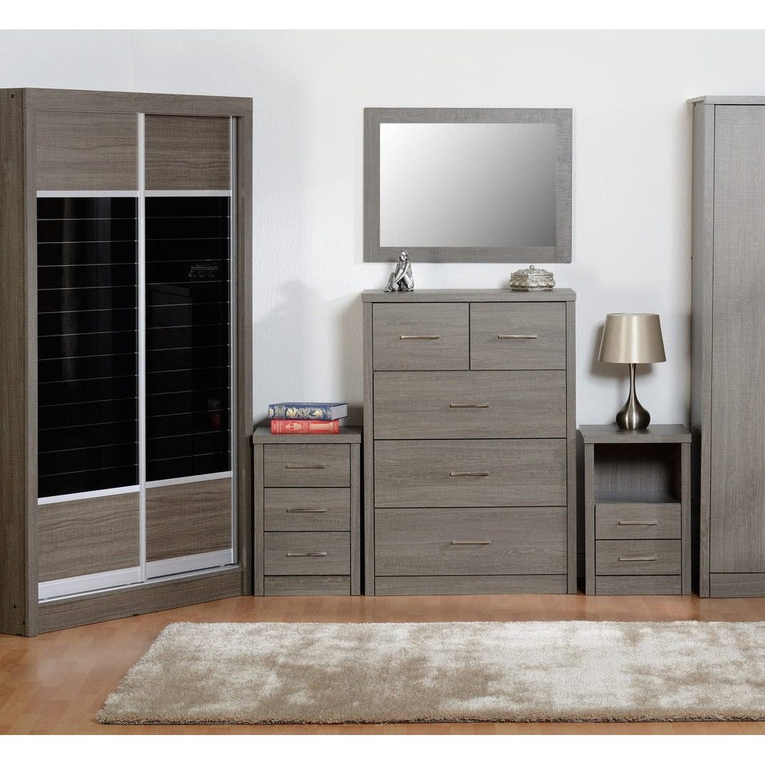 Lisbon Slider Wardrobe - Black Wood Grain