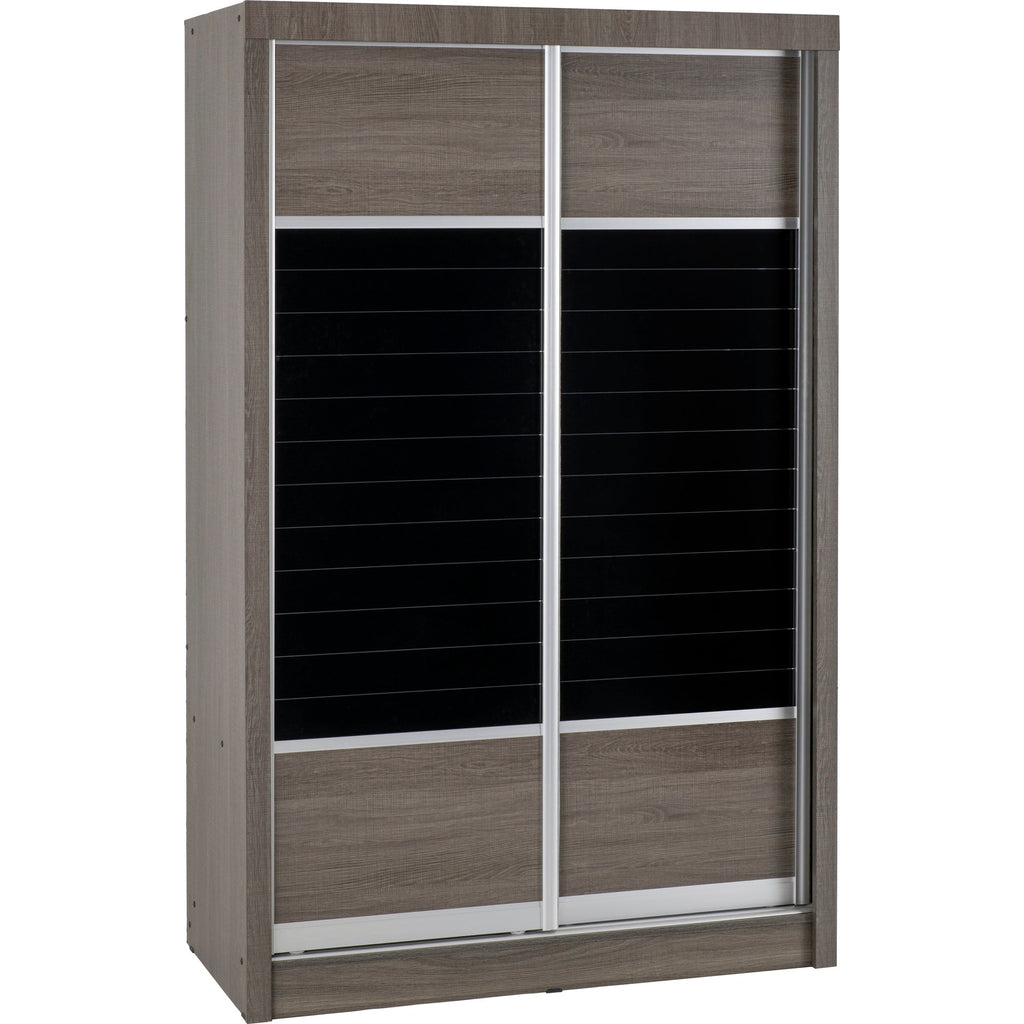 Lisbon Slider Wardrobe - Black Wood Grain