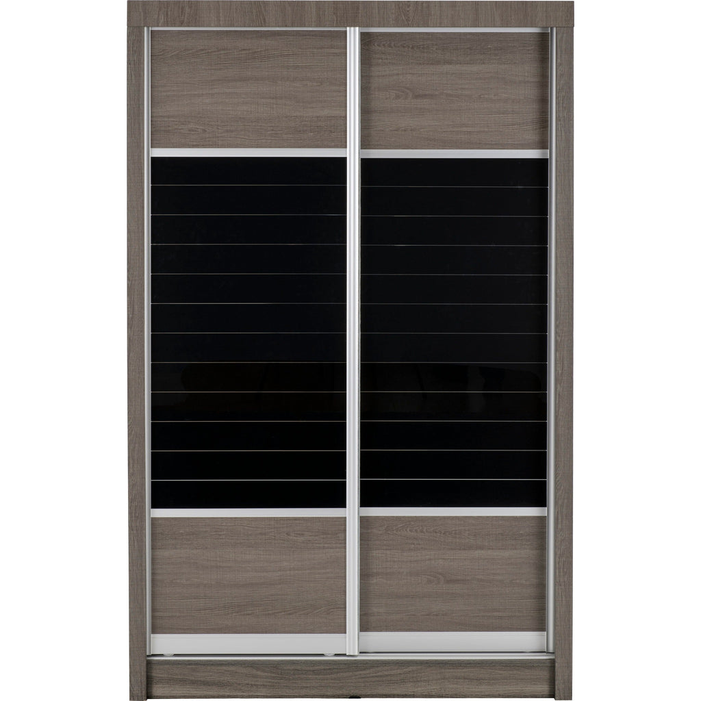 Lisbon Slider Wardrobe - Black Wood Grain