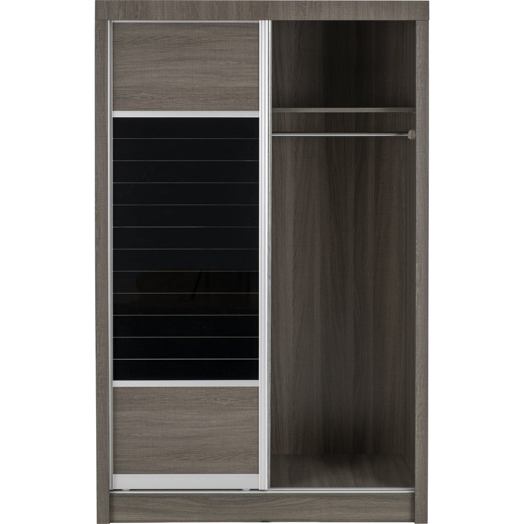 Lisbon Slider Wardrobe - Black Wood Grain