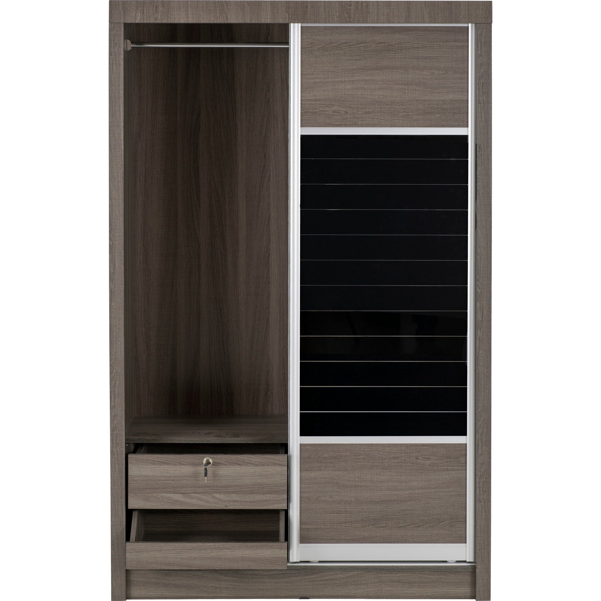 Lisbon Slider Wardrobe - Black Wood Grain