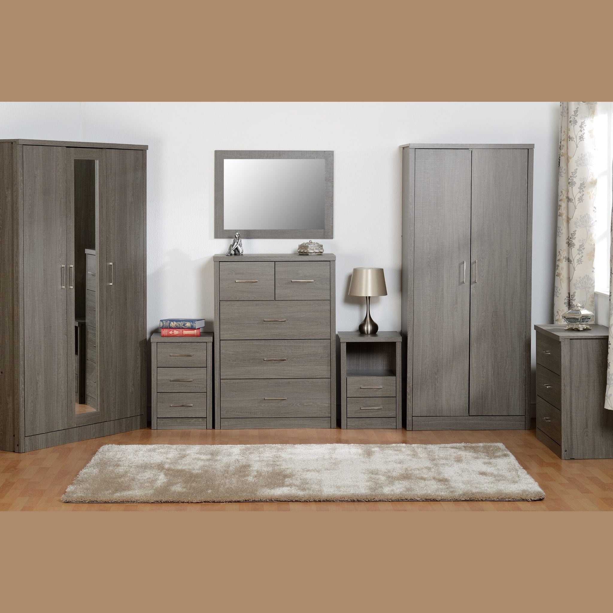 Lisbon 3 Drawer Bedside - Black Wood Grain