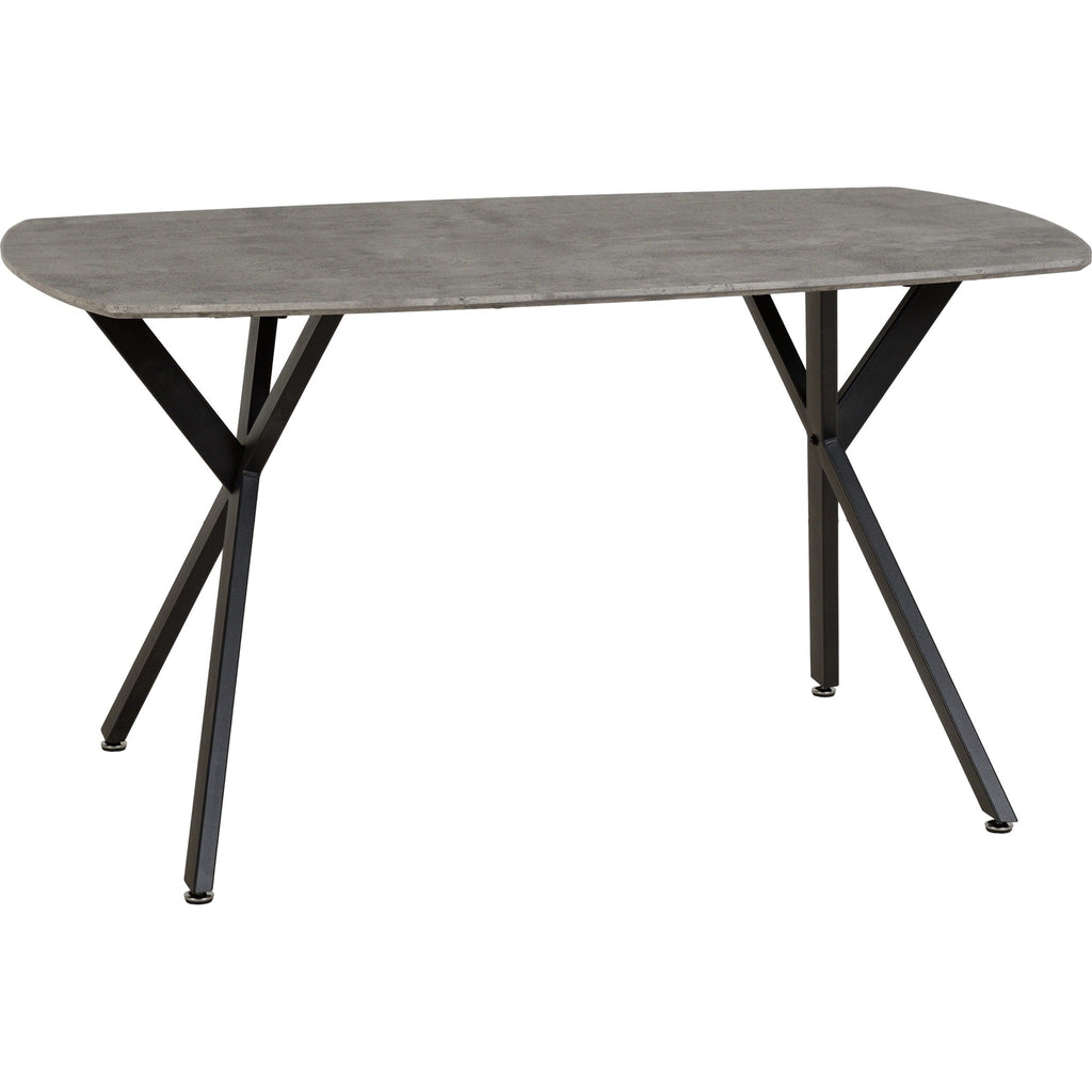 Athens Rect & Lukas Dining Set X4 Chairs - Concrete/Grey Velvet