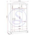 Corona 2 Door Wardrobe - Distressed Waxed Pine