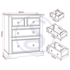 Corona 2+2 Drawer Chest - Distressed Waxed Pine