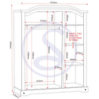 Corona 3 Door Wardrobe - Distressed Waxed Pine