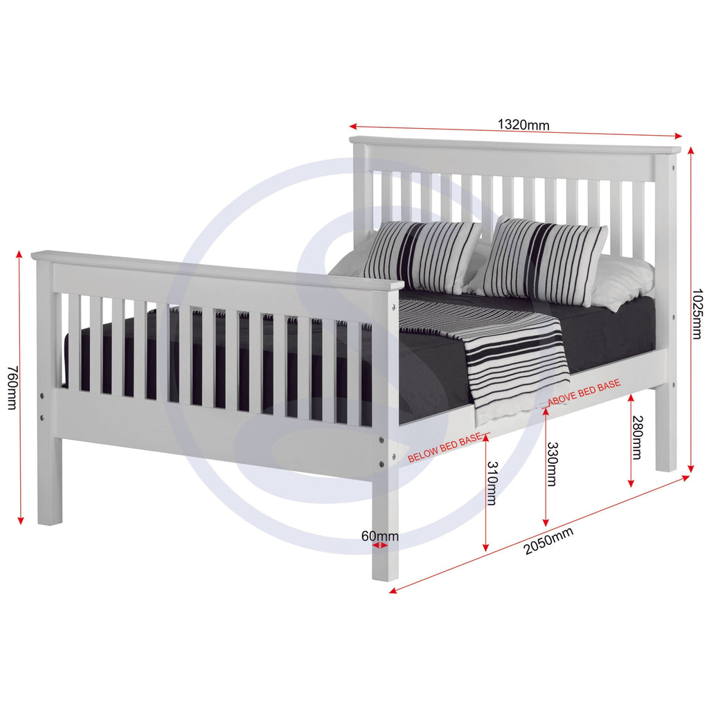 Monaco 4' High End Bed - White