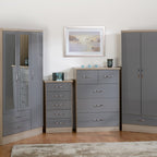 Nevada 3 Drawer Chest - Grey Gloss/Light Oak Effect Veneer
