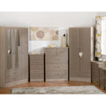 Nevada 3 Drawer Bedside - Oyster Gloss/Light Oak Effect Veneer