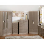 Nevada 3 Drawer Bedside - Oyster Gloss/Light Oak Effect Veneer