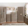 Nevada 2 Drawer Bedside - Oyster Gloss/Light Oak Effect Veneer