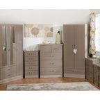 Nevada 2 Drawer Bedside - Oyster Gloss/Light Oak Effect Veneer