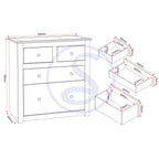 Panama 2+2 Drawer Chest - Natural Wax