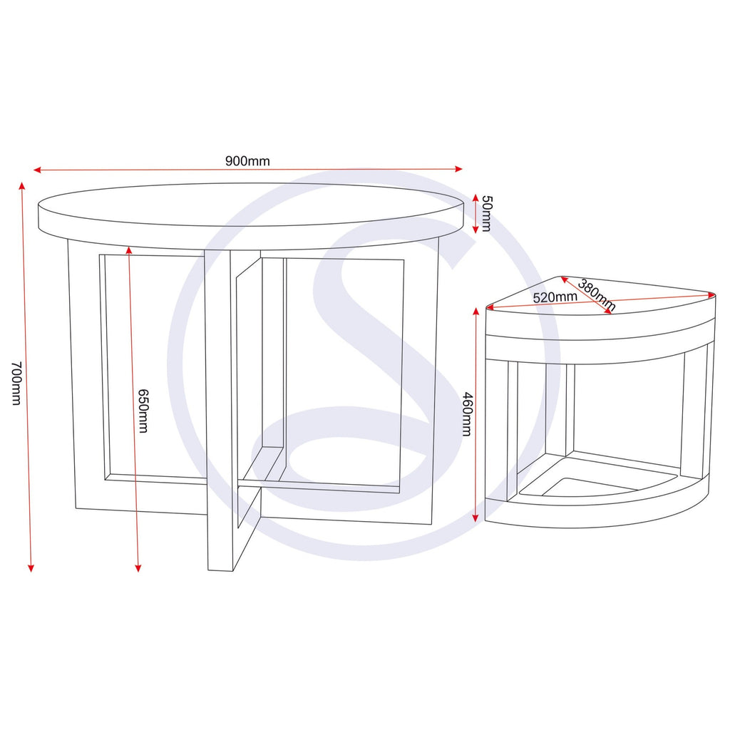 Cambourne Stowaway Dining Set X4 Chairs - Light Sonoma Oak