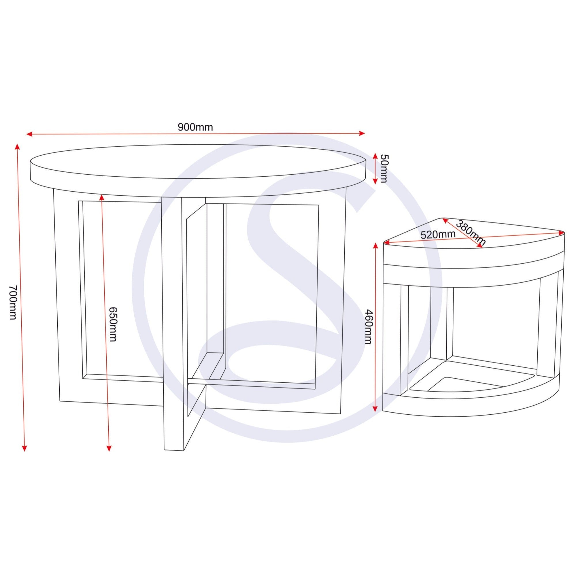 Cambourne Stowaway Dining Set X4 Chairs - Light Sonoma Oak