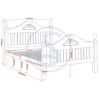 Corona Scroll 4'6" High End Bed - Distressed Waxed Pine