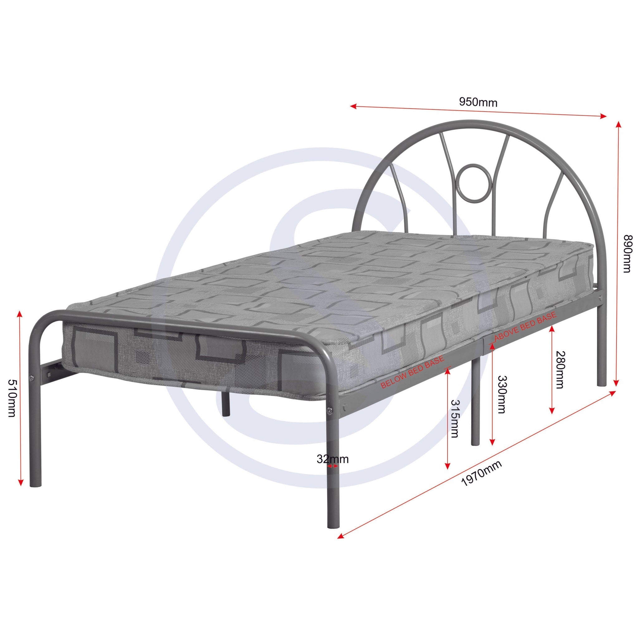 Nova 3' Bed - Silver