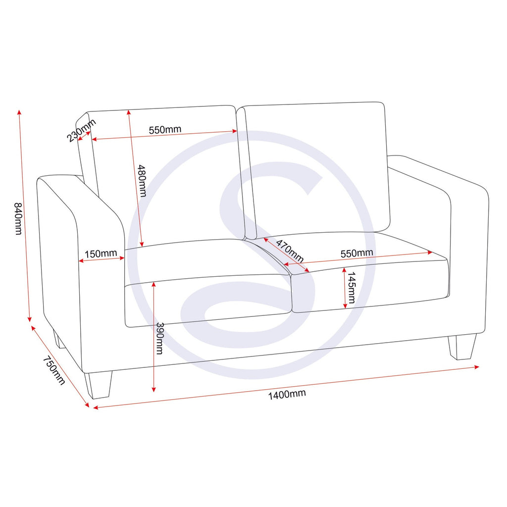 Tempo Two Seater Sofa - Grey Fabric