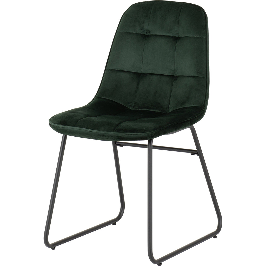 Avery & Lukas Extending Dining Set X4 Chairs - Concrete/Emerald Green Velvet
