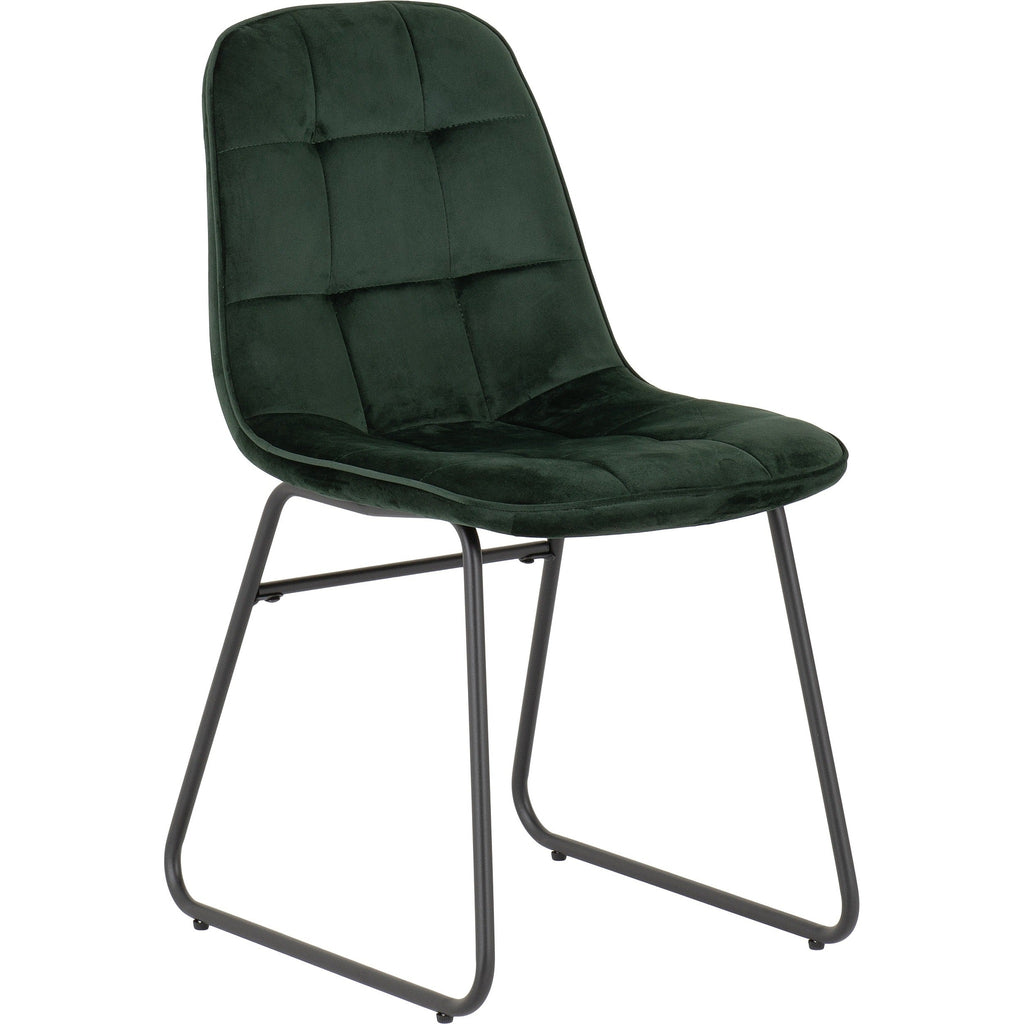 Avery & Lukas Extending Dining Set X4 Chairs - Concrete/Emerald Green Velvet
