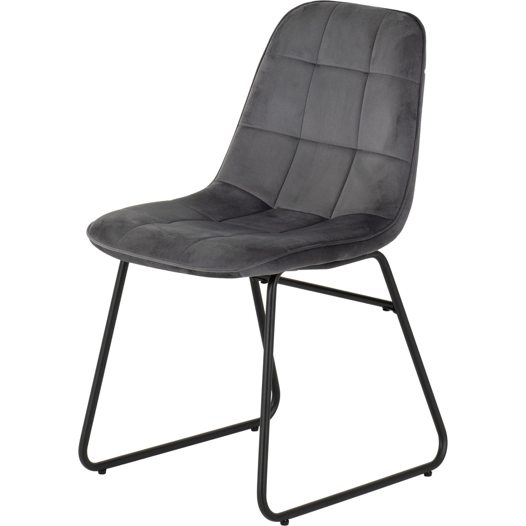 Athens Rect & Lukas Dining Set X4 Chairs - Concrete/Grey Velvet