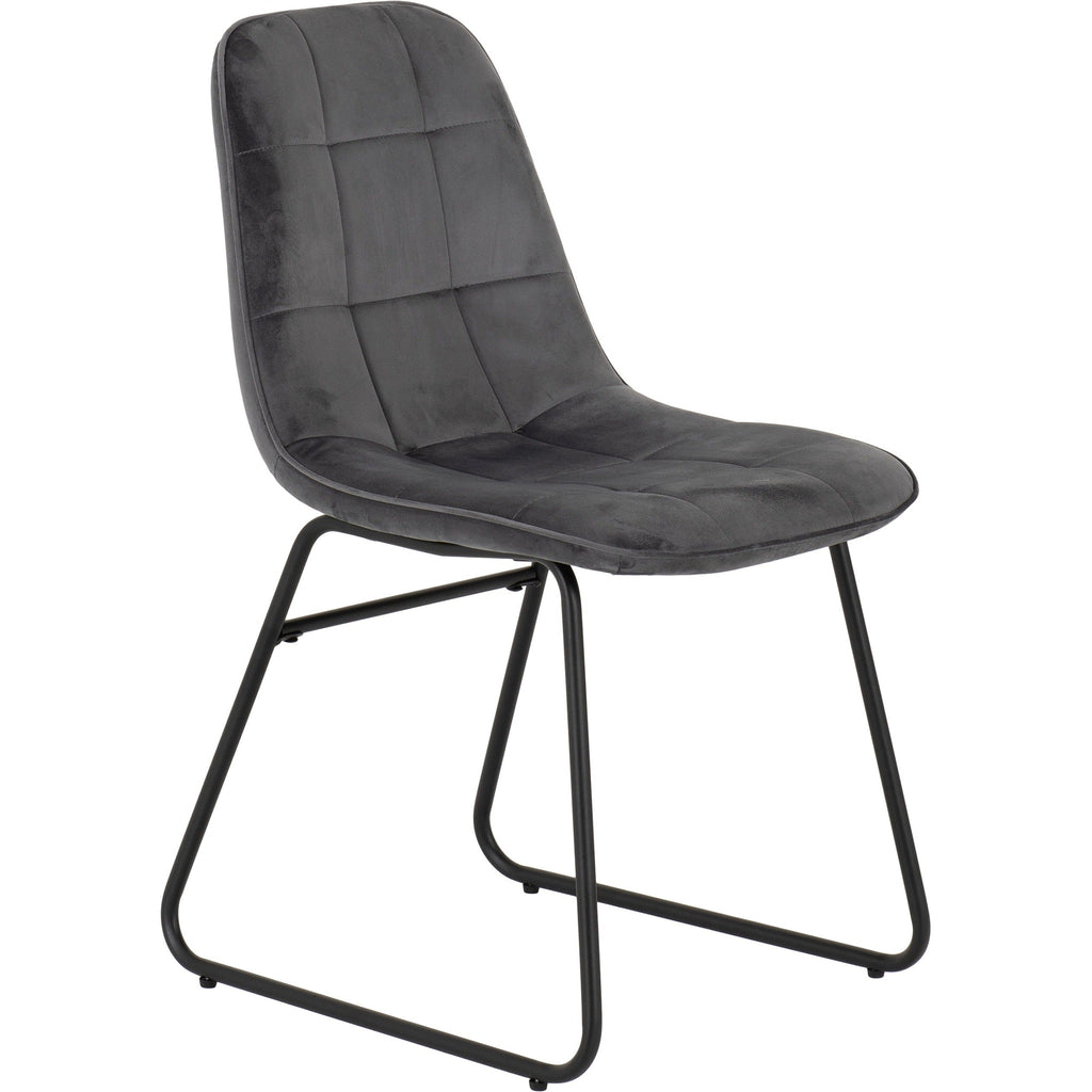 Athens Rect & Lukas Dining Set X4 Chairs - Concrete/Grey Velvet
