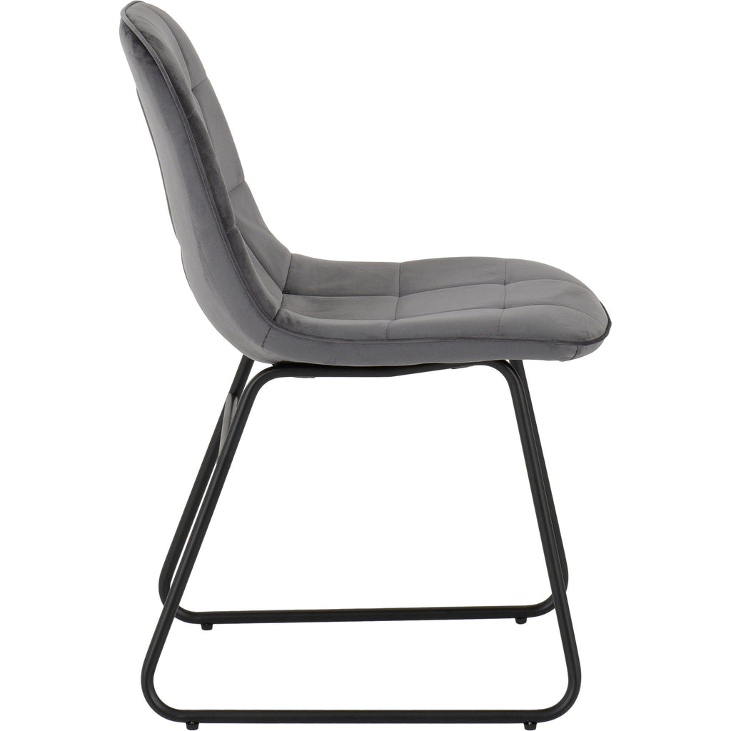 Athens Rect & Lukas Dining Set X4 Chairs - Concrete/Grey Velvet