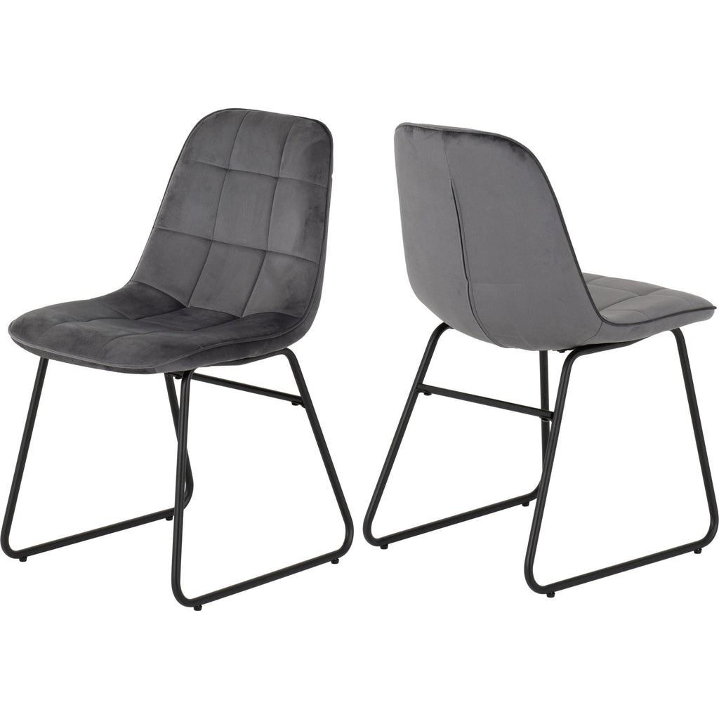 Lukas Dining Chair X2 Per Box - Grey Velvet
