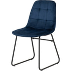Quebec Wave & Lukas Dining Set X4 Chairs - Medium Oak Effect/Sapphire Blue Velvet