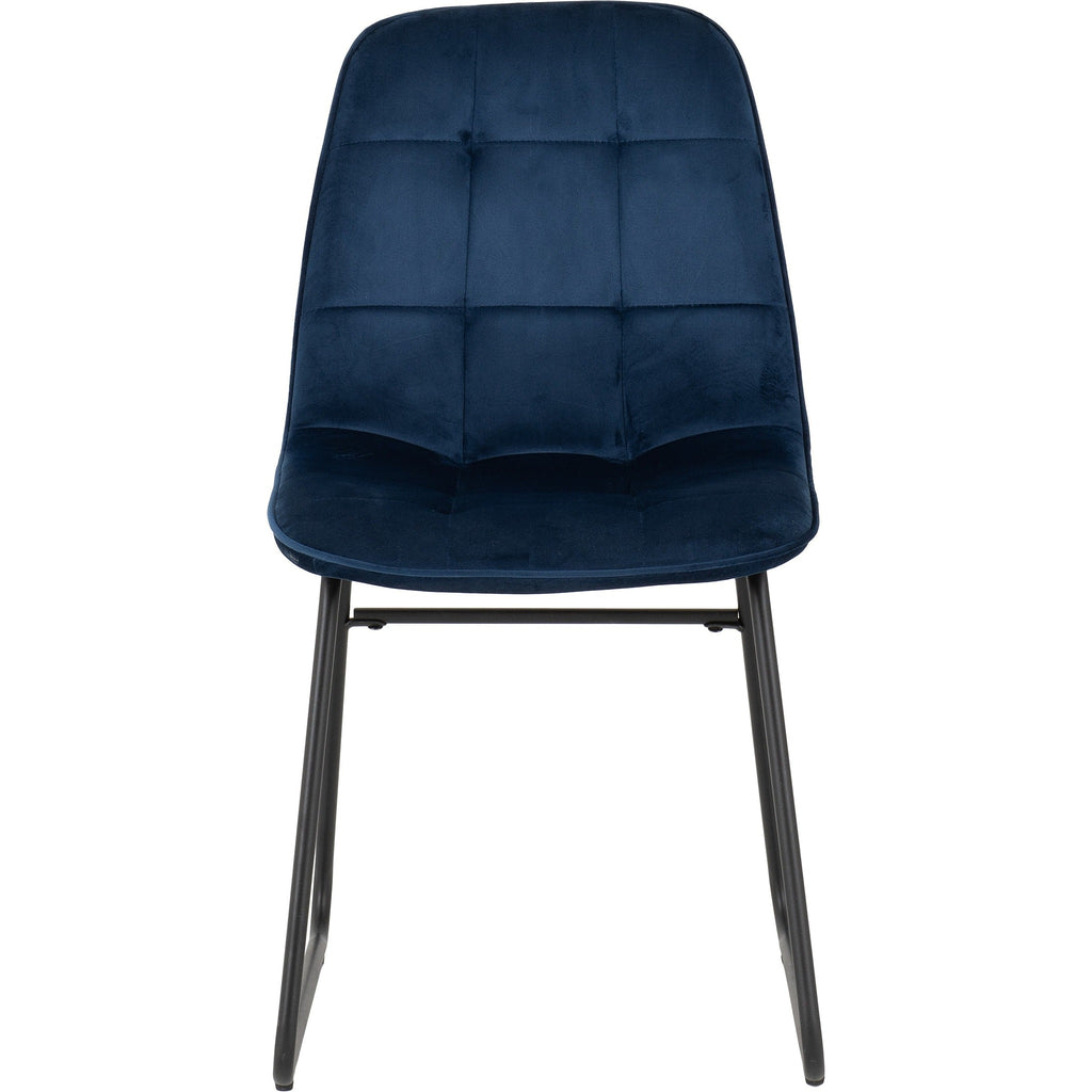 Quebec Wave & Lukas Dining Set X4 Chairs - Medium Oak Effect/Sapphire Blue Velvet