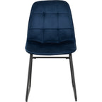 Quebec Wave & Lukas Dining Set X4 Chairs - Medium Oak Effect/Sapphire Blue Velvet