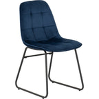 Quebec Wave & Lukas Dining Set X4 Chairs - Medium Oak Effect/Sapphire Blue Velvet