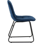 Quebec Wave & Lukas Dining Set X4 Chairs - Medium Oak Effect/Sapphire Blue Velvet