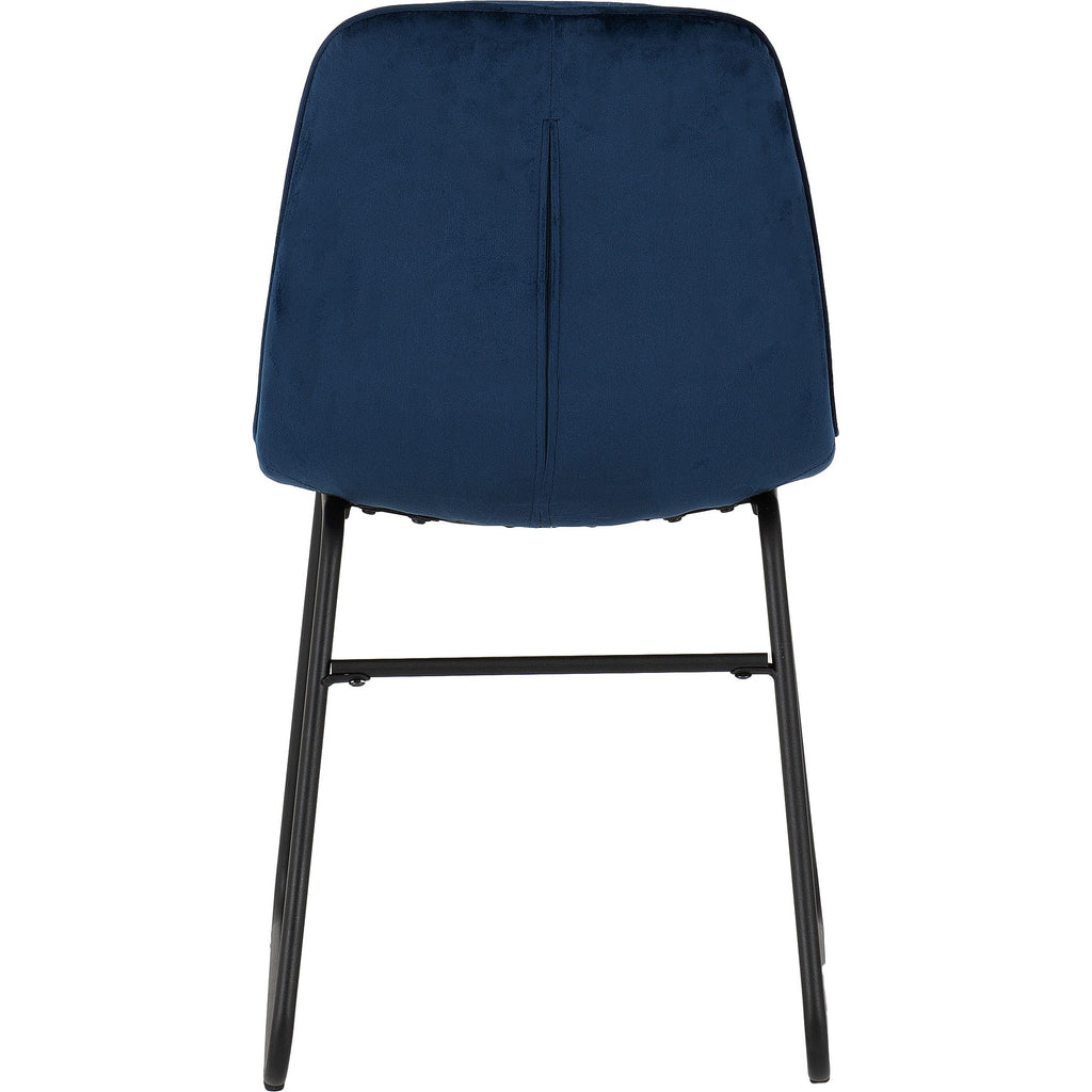 Quebec Wave & Lukas Dining Set X4 Chairs - Medium Oak Effect/Sapphire Blue Velvet